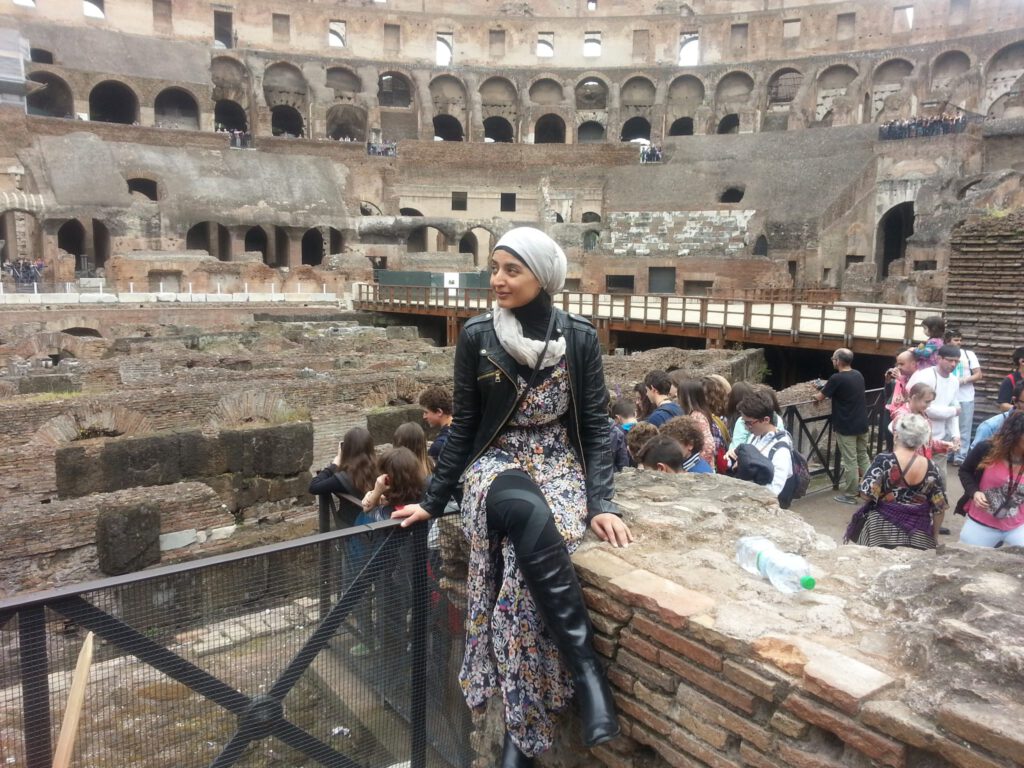 Vaseema at the Colosseum in Rome during a Historical Architecture tour